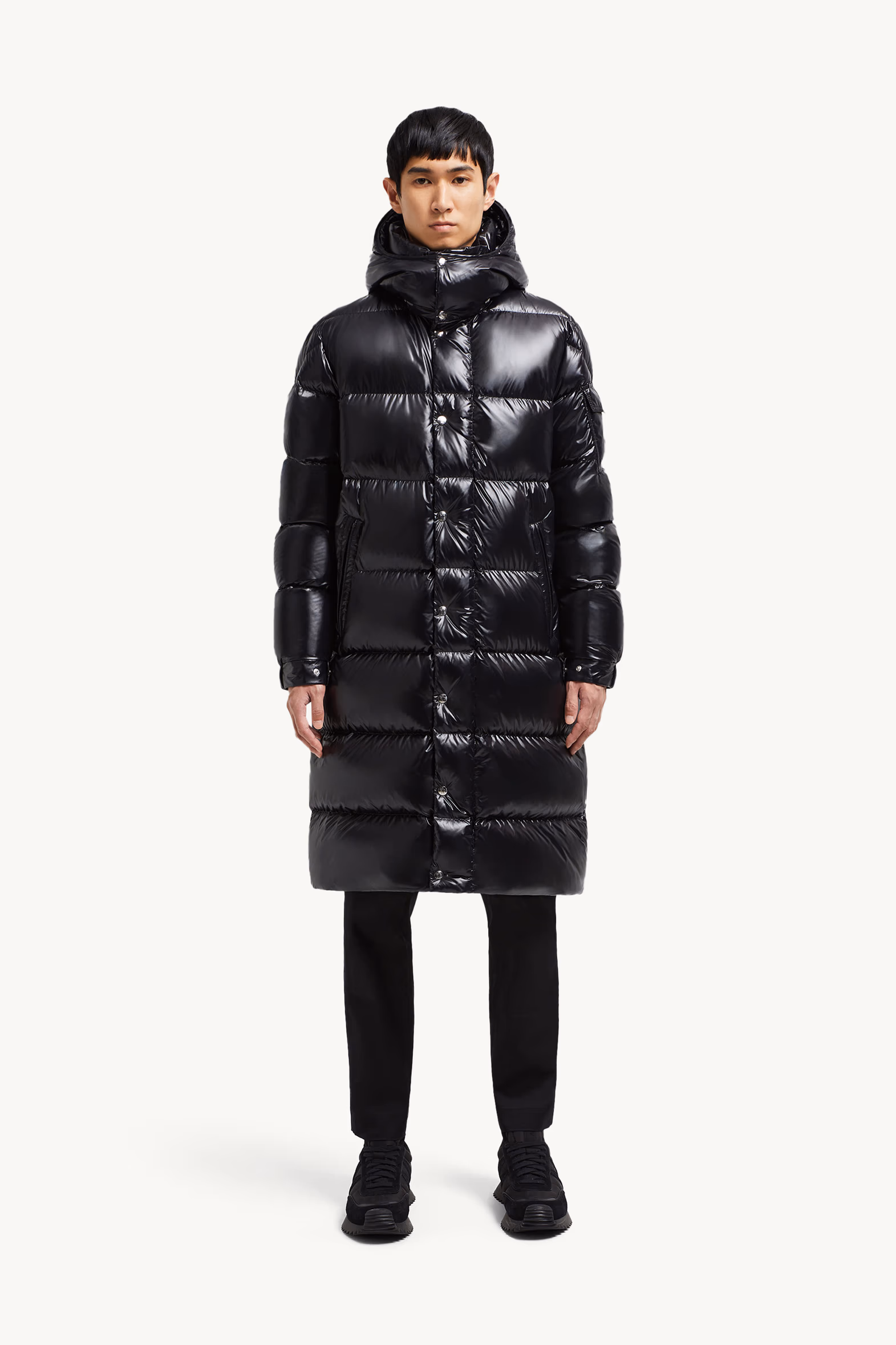 Hanoverian Hooded Square-Quilted Long Down Jacket Men Black Moncler 3
